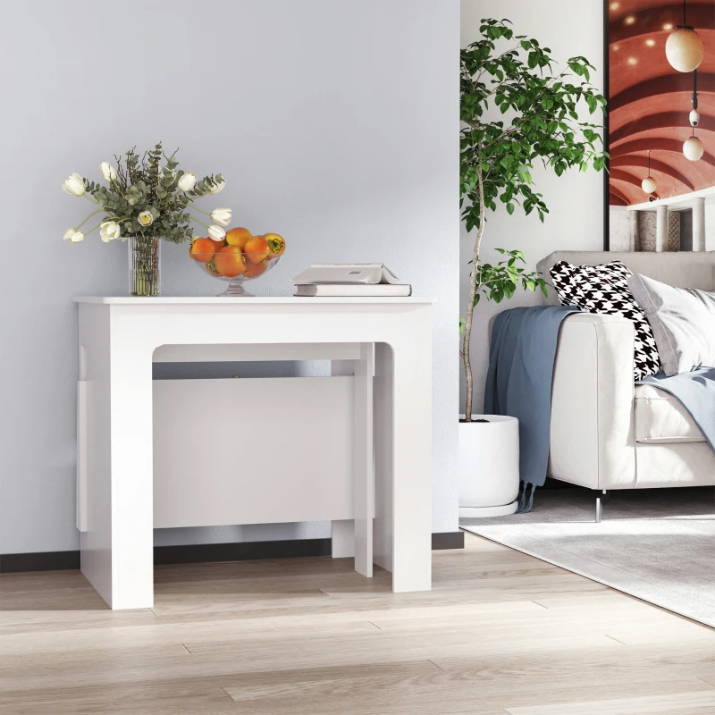 HOMCOM Mesa de Jantar Extensível para 4-6 Pessoas com Lateral Abatível Mesa Auxiliar Multifuncional 180x85x75cm Branco