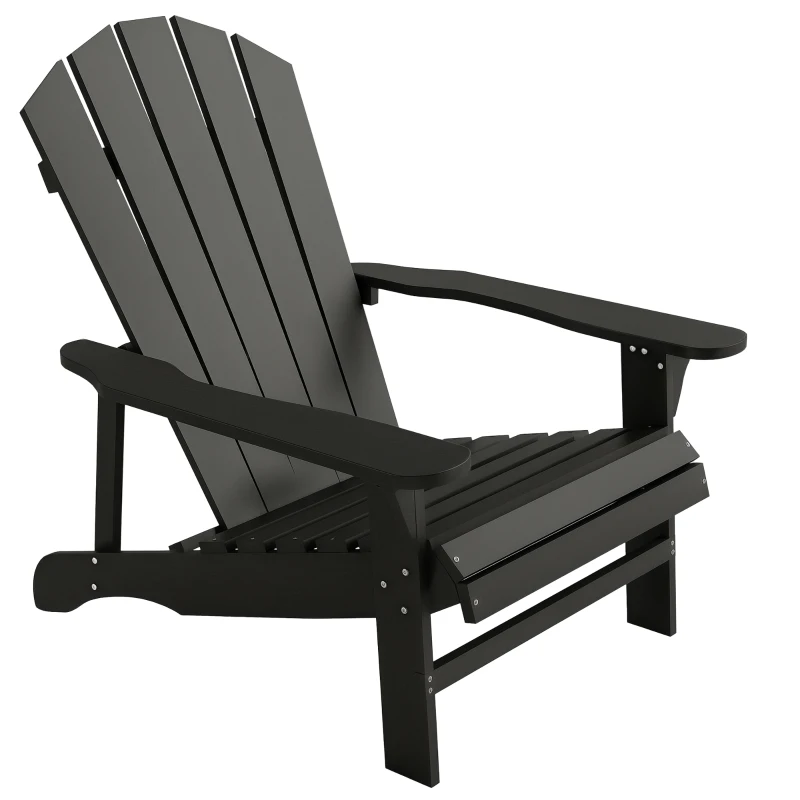 Outsunny Adirondack-stoel, weerbestendig, houten tuinstoel met hoge rugleuning en armleuningen