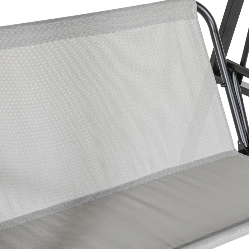 Outsunny Hollywoodschommel, 2-zits tuinschommel met verstelbaar dak, tot 220 kg belastbaar, 145 x 116 x 172 cm, Grijs