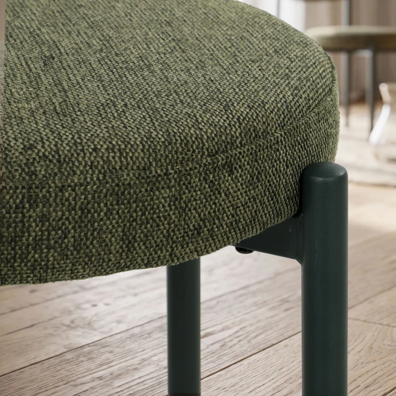 HOMCOM Lot de 4 Tabourets Empilables Ronds avec Assise Rembourrée, sans Dossier, Gain de Place, 45 x 45 x 47,5 cm, Vert Foncé