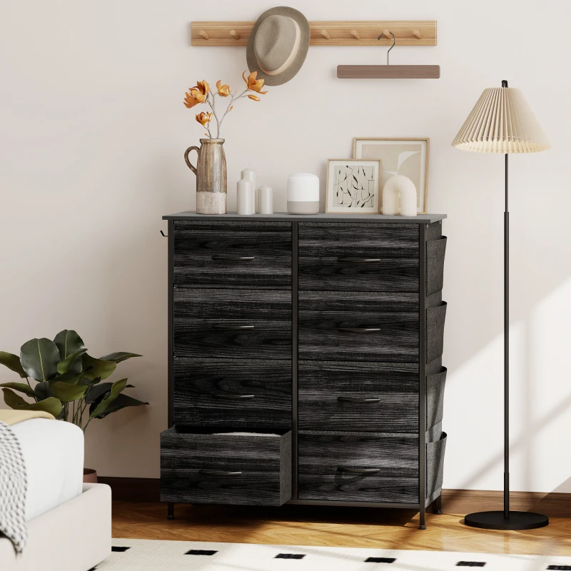 HOMCOM Chest of Eight Fabric Drawers - Black