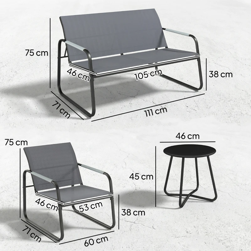 Outsunny Gartenmöbel Set Sitzgruppe für 4 Personen Atmungsaktiv Gartenlounge mit 2er Sofa 2 Sessel Seilflecht Rund Tisch Fußpads