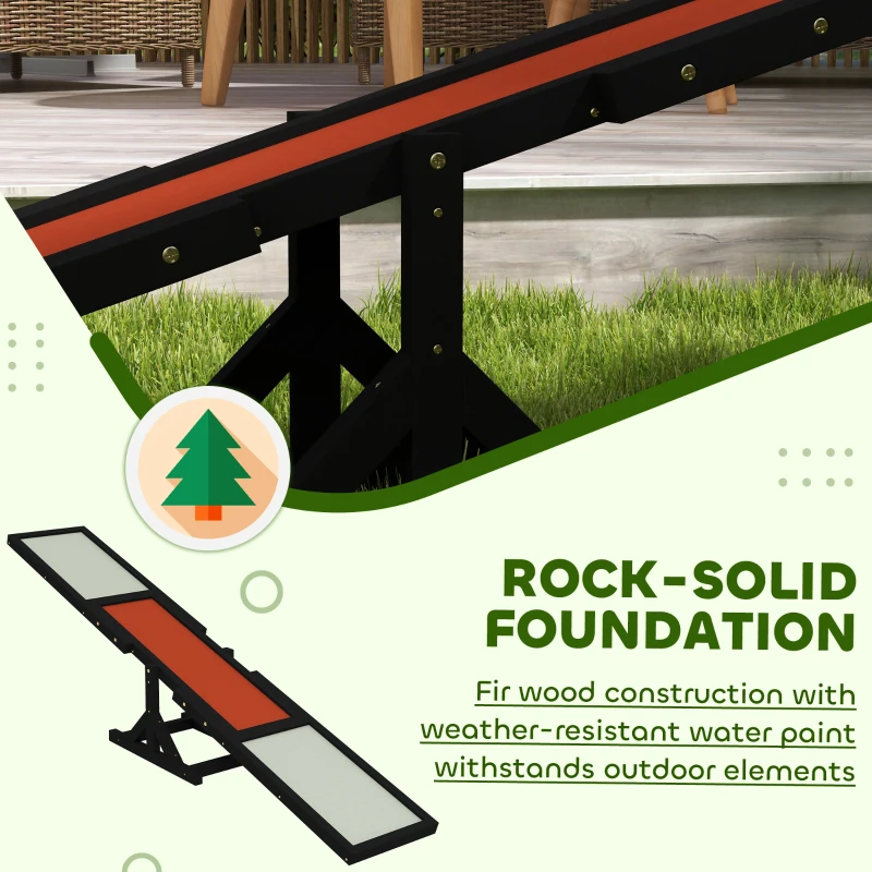 PawHut Wooden Pet Seesaw for Big Dogs, Dog Agility Equipment with Anti-Slip Surface - Black