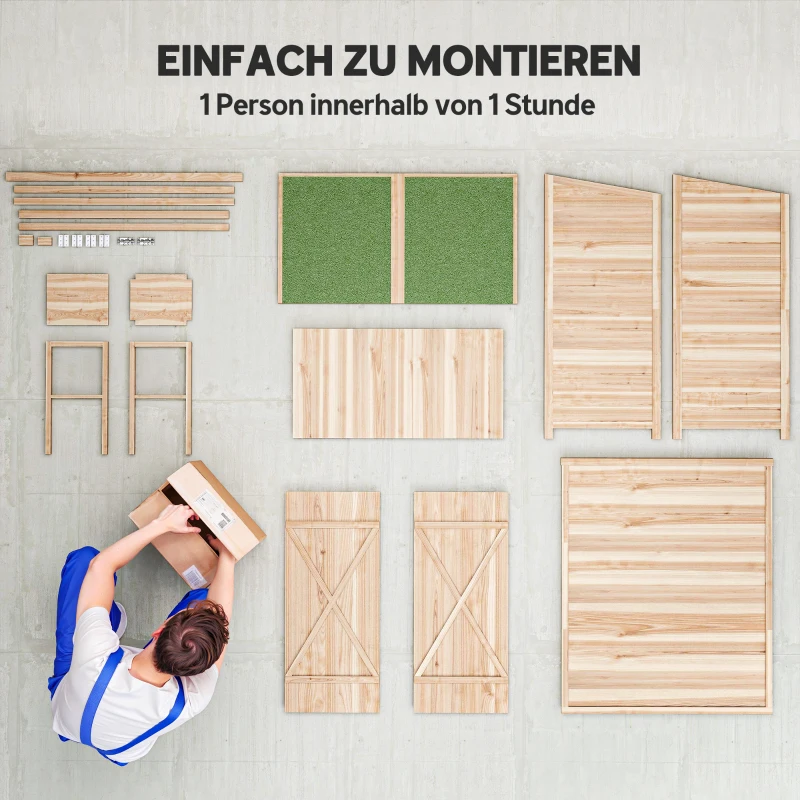 Outsunny houten tuinkast met tuintafel – 140 x 75 x 157 cm(m-7)