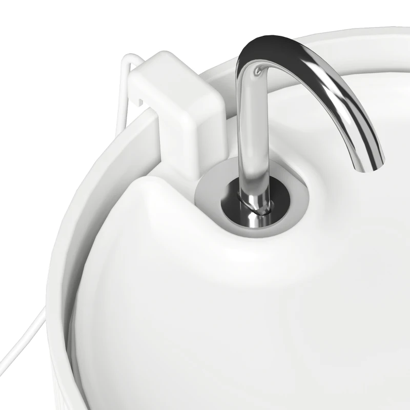 PawHut Ceramic Cat Water Fountain for Drinking, 2.2L Pet Water Fountain with Ultra-Quiet Pump, 4-Layer Filtration, Tap