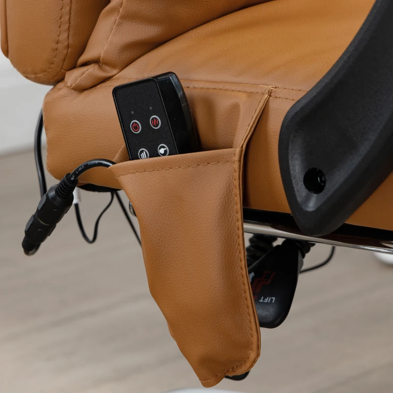 Vinsetto Fauteuil de bureau massant chauffant avec repose-pieds têtière sur roulettes revêtement synthétique marron(m-9)