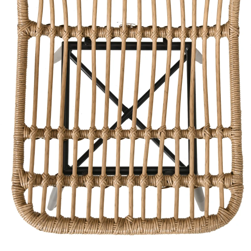 Outsunny 5-tlg. Polyrattan Gartenmöbel Set Essgruppe Esstisch mit 4 Stühlen Gartensitzgruppe mit Beistelltisch Gartenset Outdoor Metall Natur