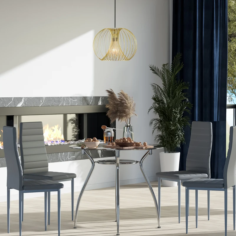 HOMCOM Lustre suspension design filaire dorée Ø 37 x 150 cm métal doré