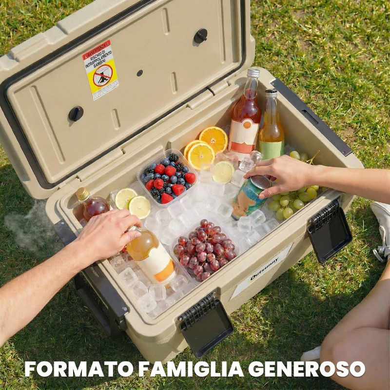 Outsunny Box Frigo Portatile 42.6L Isolato con Maniglia, 66.6x38.5x40 cm, Cachi