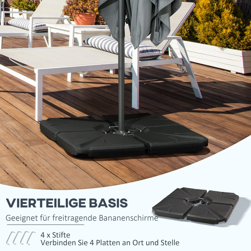 Outsunny Gewichtsbases voor Parasolstandaard, Vulbaar met Water en Zand, Kunststof, 103L x 103B x 8,3H cm, Zwart