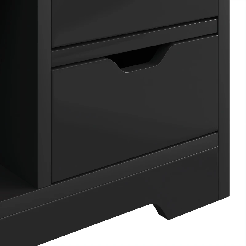 HOMCOM Bedside Table, Small Bedside Cabinet with 2 Drawers and Storage Shelves for Bedroom, Black Wood Effect