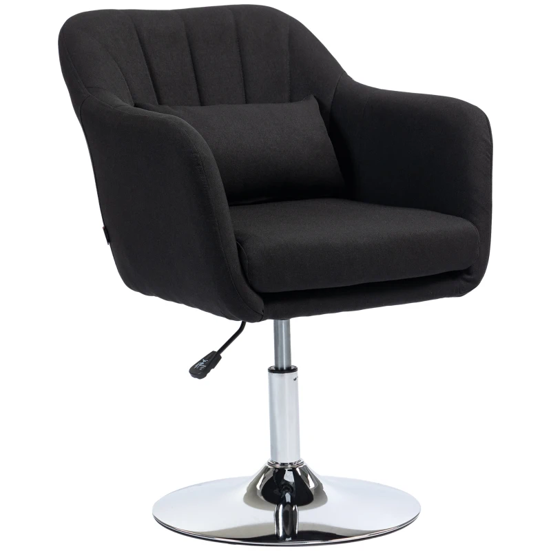HOMCOM Draaistoel, in hoogte verstelbare bureaustoel, linnen-achtig polyester, metaal, 60 x 60 x 79-91 cm, Zwart