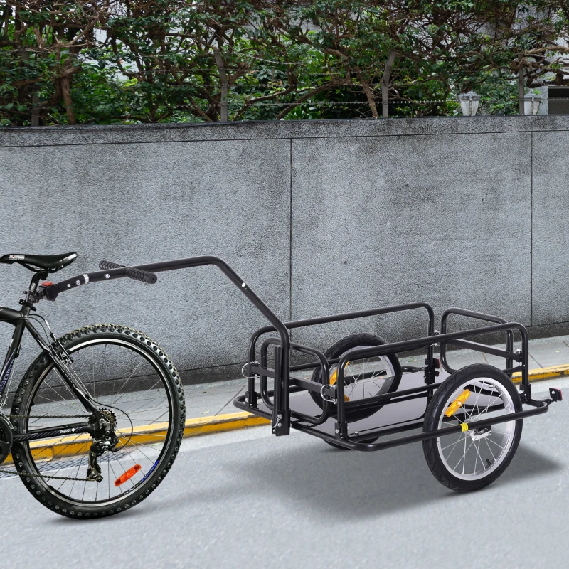 HOMCOM Aanhangwagen koppeling transportaanhanger fietskar bolderwagen zwart(m-2)