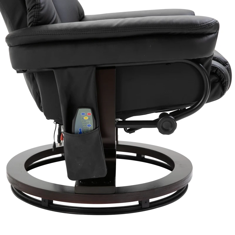Homcom Relax massagestoel met voetenbank, ligfunctie, kunstleer, zwart