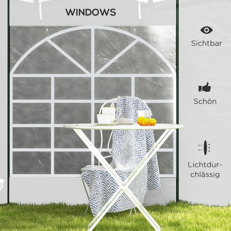 Outsunny Paviljoen Gordijnen, Set van 2, voor 3x6m of 3x3m Tuinpaviljoens, met Ramen en Deuren, Wit