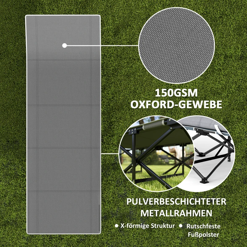 Outsunny Klappbares Campingbett, Feldbett mit Matratze, ergonomisch, Metallrahmen, Schwarz