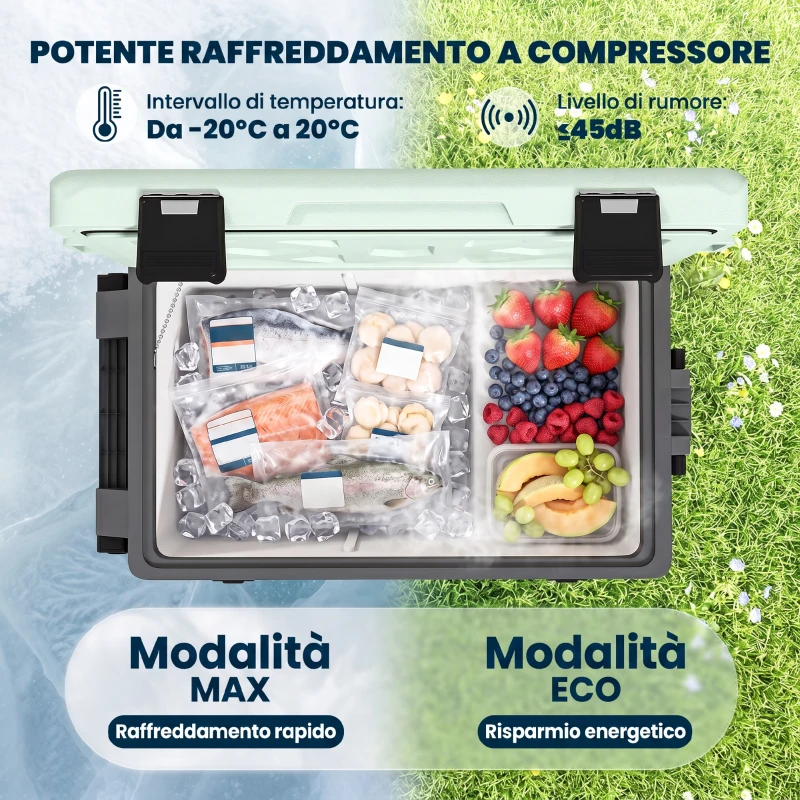 Outsunny Frigorifero Portatile 42.5L a Compressore con Controllo App, -20℃ a 20℃