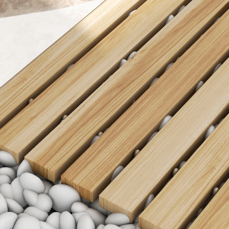 Outsunny Rollweg Gehweg Ausrollbarer Gartentritt, wetterbeständig, Fichtenholz, 120 x 47 x 1 cm, Natur