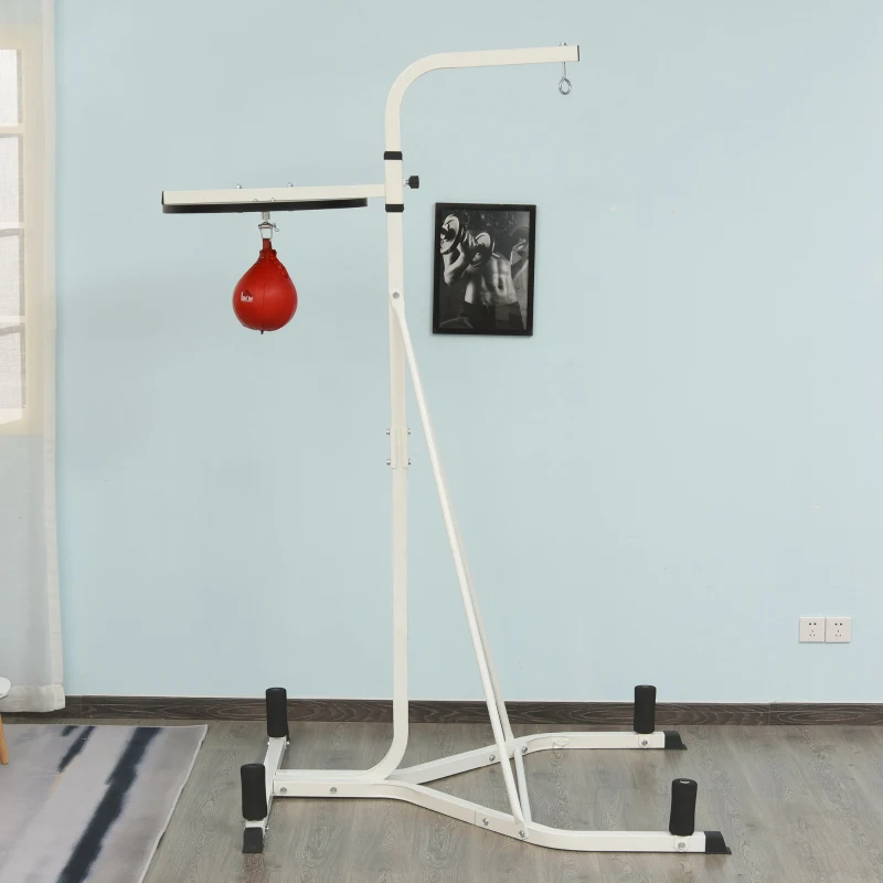 HOMCOM Piattaforma con Pera da Boxe per Allenamento, Stazione da Boxe in Acciaio, Supporto per Punching Ball Rossa, 115x156x224cm