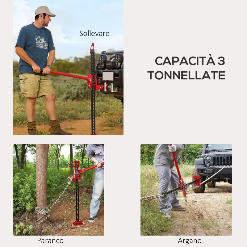 HOMCOM Cric Auto da 3 Tonnellate in Acciaio Rinforzato con Sollevamento 10-105cm, Rosso