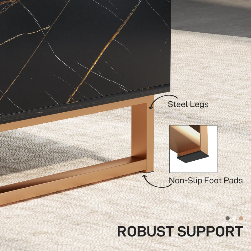 HOMCOM Elegant Marble Effect Storage Coffee Table - Black