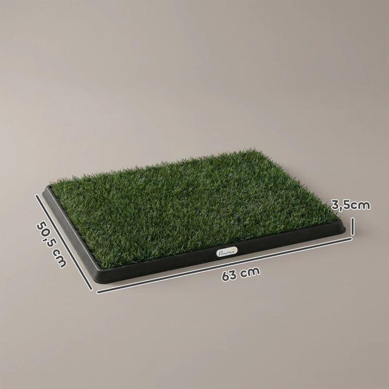 PawHut Honden Toilet 63 x 50,5 cm met 2 Wasbare Kunstgrasmatten voor Thuis of Balkon Zwart+Groen