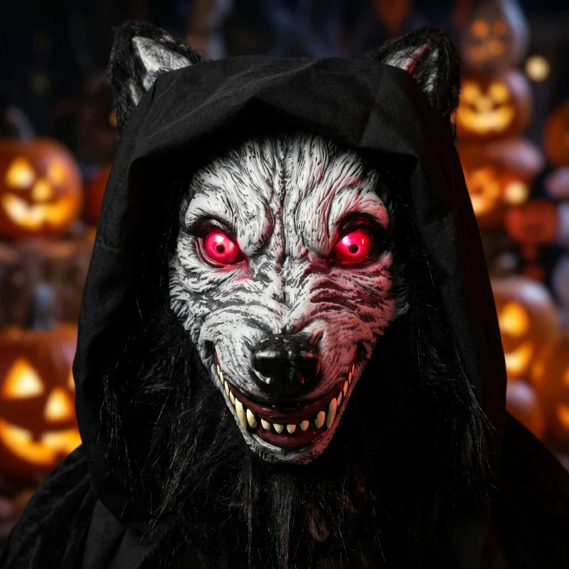 HOMCOM Halloween Standing Werewolf Animated Decoration with Light-Up Eyes, Sound and Touch Activated