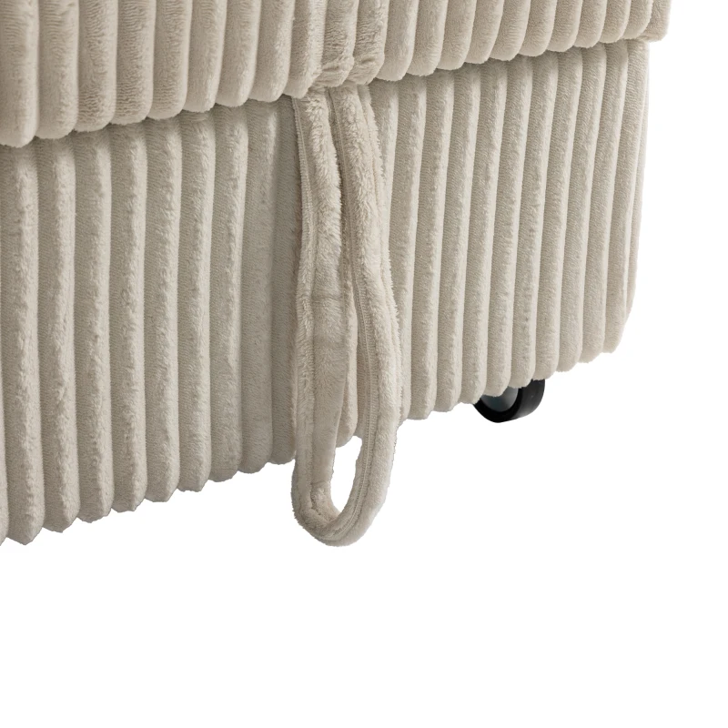 HOMCOM Corduroy Click Clack Sleeper Sofa with Pull Out Design, 2 Seater Sofa Bed, Cream White