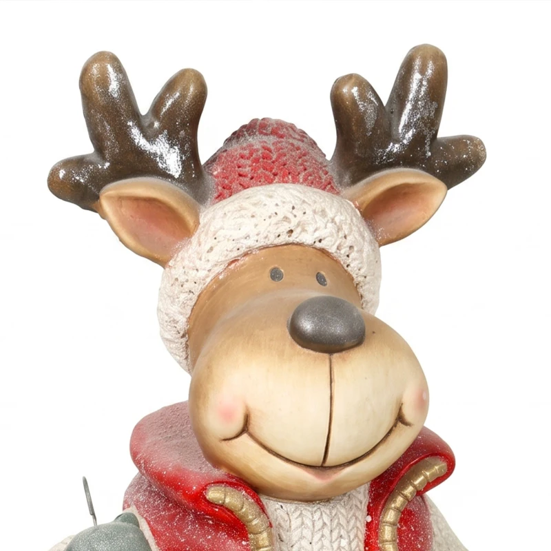 HOMCOM Kerstdecoratie, rendier met lantaarn, led, op batterijen, 25,5 x 19,5 x 52 cm, rood