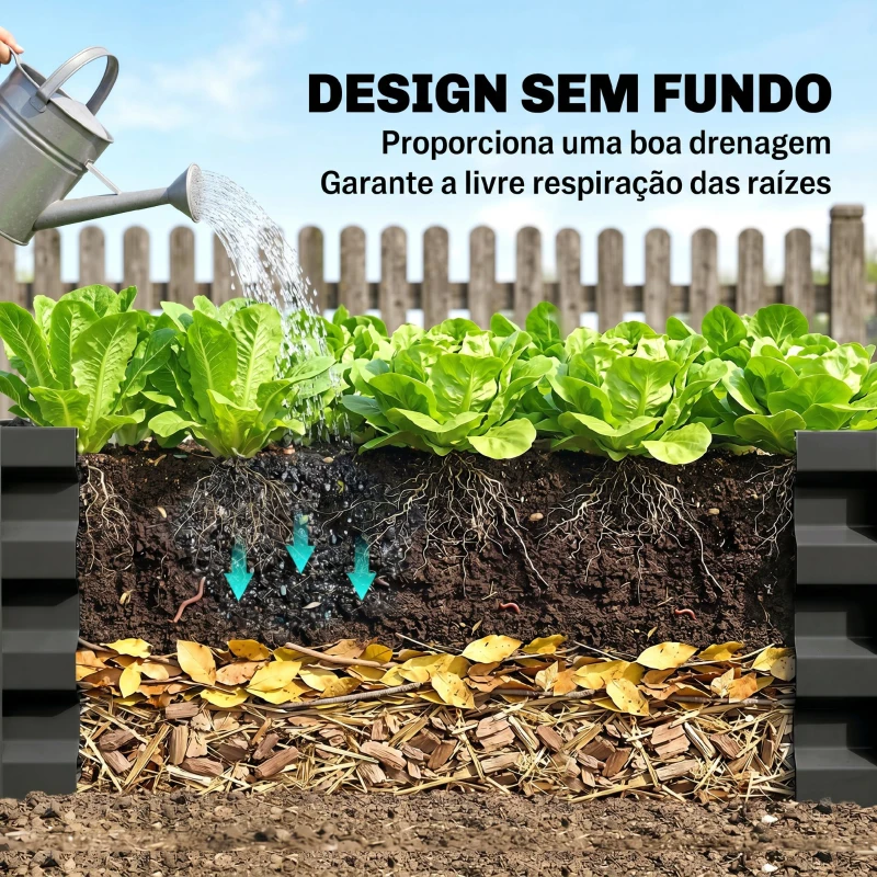 Outsunny Conjunto de 2 Caixas de Plantio de Exterior em Aço Caixas de Cultivo Retangulares para Jardim 100x60x30 cm Cinza Escuro