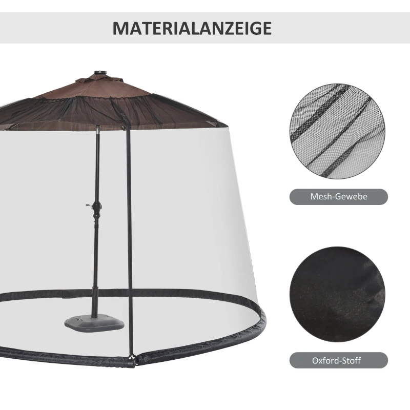 Outsunny Muggengaas voor parasol vliegennet klamboe zwart Ø3 m met slang