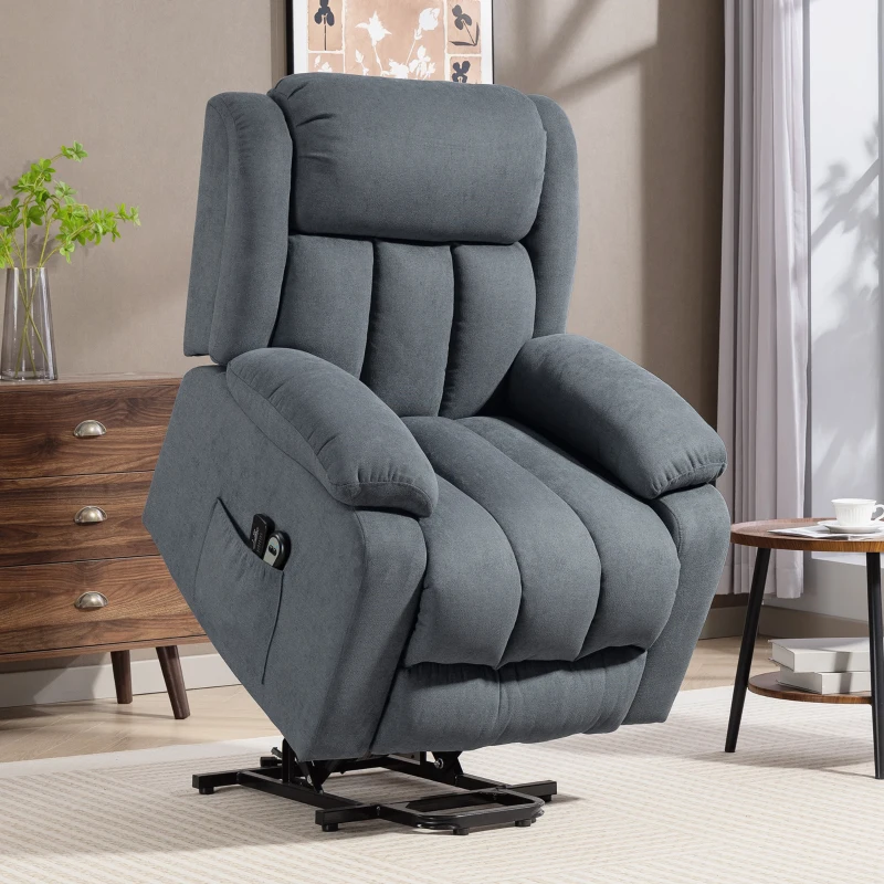 HOMCOM Power Lift Recliner Chair with Vibration Massage, Lift Chair for Elderly with Footrest, Remote, Side Pocket, Grey