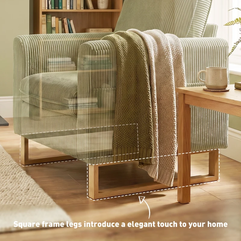 HOMCOM Accent Chair with Spring, Modern Industrial Armchair with Metal Legs for Livingroom Dark Green