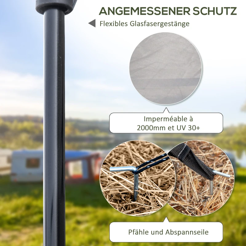 Outsunny Campingzelt für 3-4 Personen, robust, mit Tragetasche, 2 Öffnungen, Zubehör, Blau