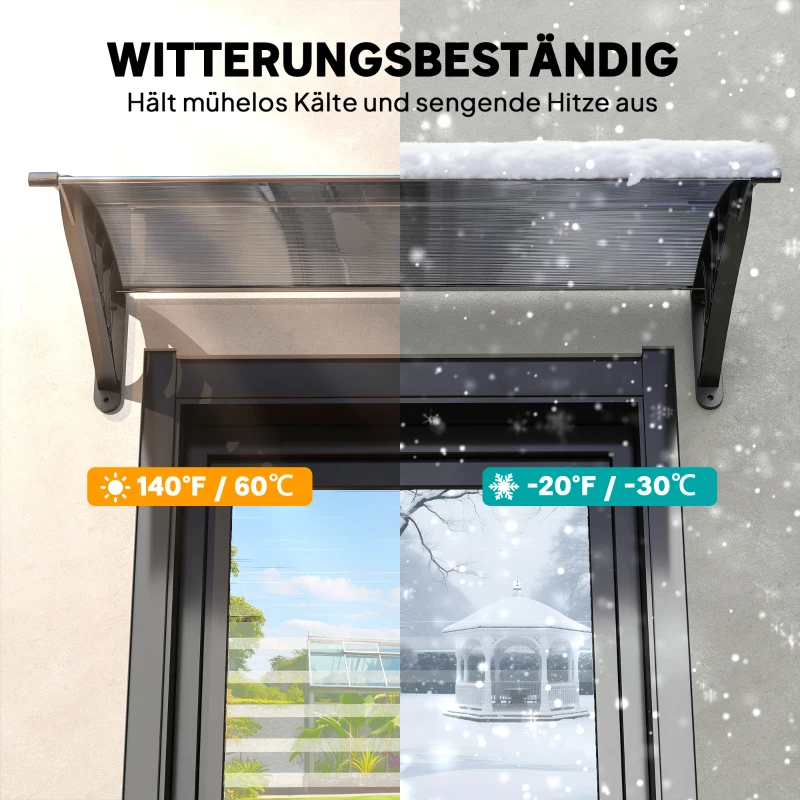 Outsunny Voordak, voordeuroverkapping, overkapping voor ingangen en ramen, 100L x 75B x 23H cm, Zwart