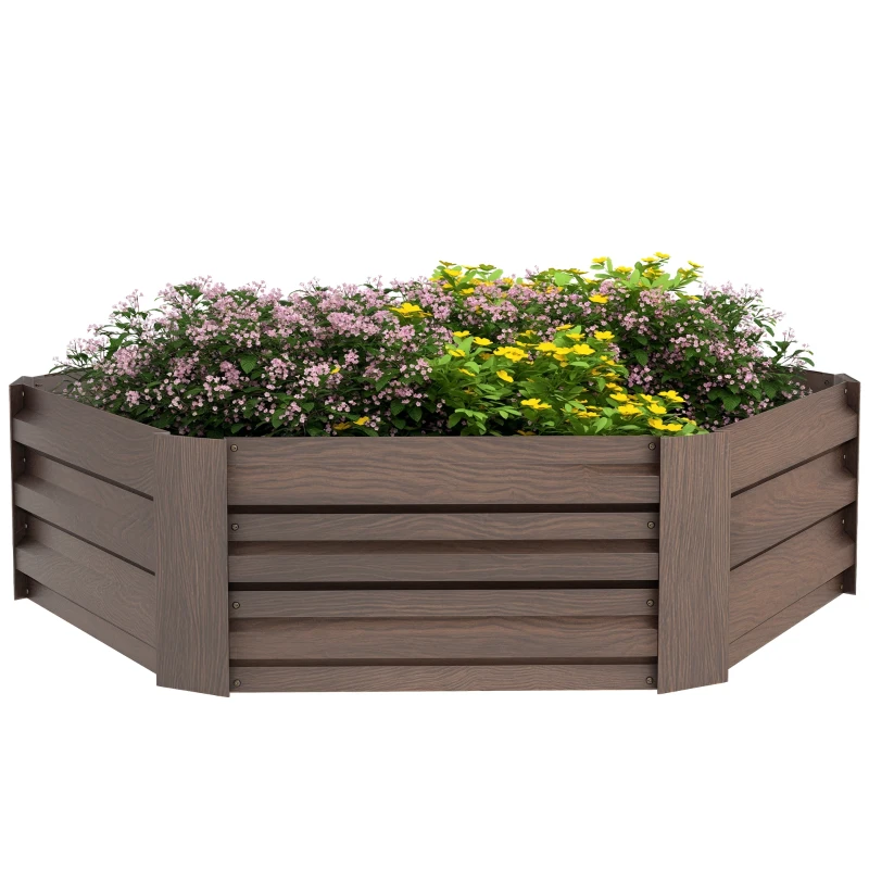 Outsunny Plantenbak Tuinbak Kruidenbak, weerbestendig, open bodem, 113 x 98 x 30 cm, Donkerbruin