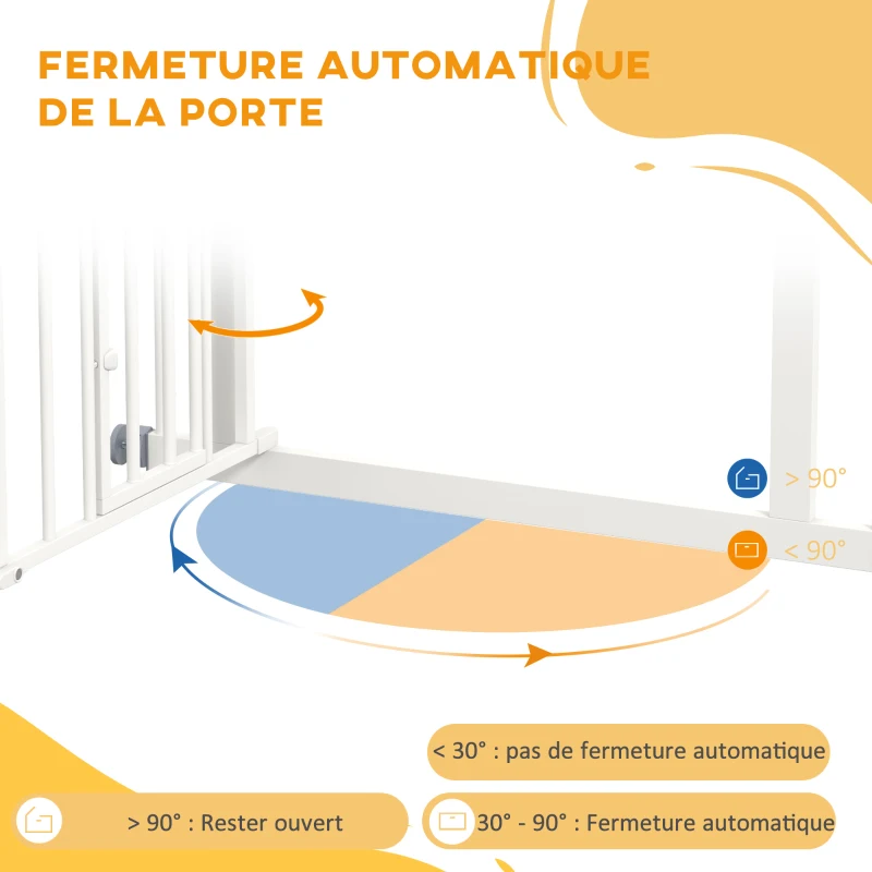 PawHut Barrière de sécurité animaux chien porte fermeture automatique sans perçage de 74 à 80 cm acier noir