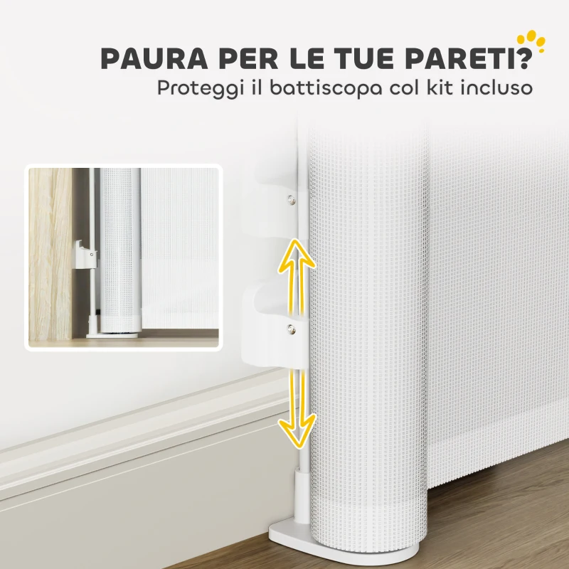 PawHut Cancellino per Cani Piccoli Estensibile 0-125 cm e Retrattile con Blocco Automatico, Bianco