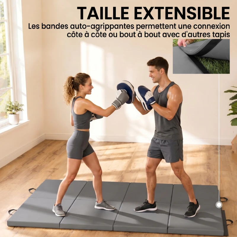 HOMCOM Tappetino da Ginnastica Pieghevole, Materassino Fitness Spesso 5 cm e Antiscivolo, 180x80x5 cm, Grigio