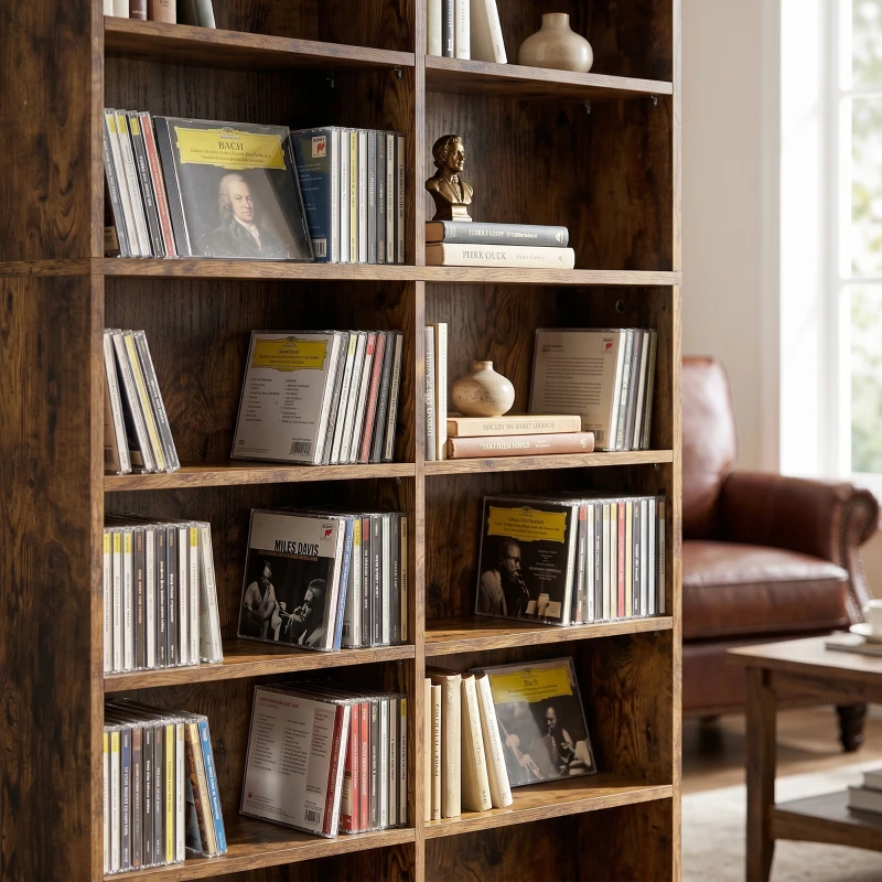 HOMCOM 640 CD Storage Tower - Rustic Brown