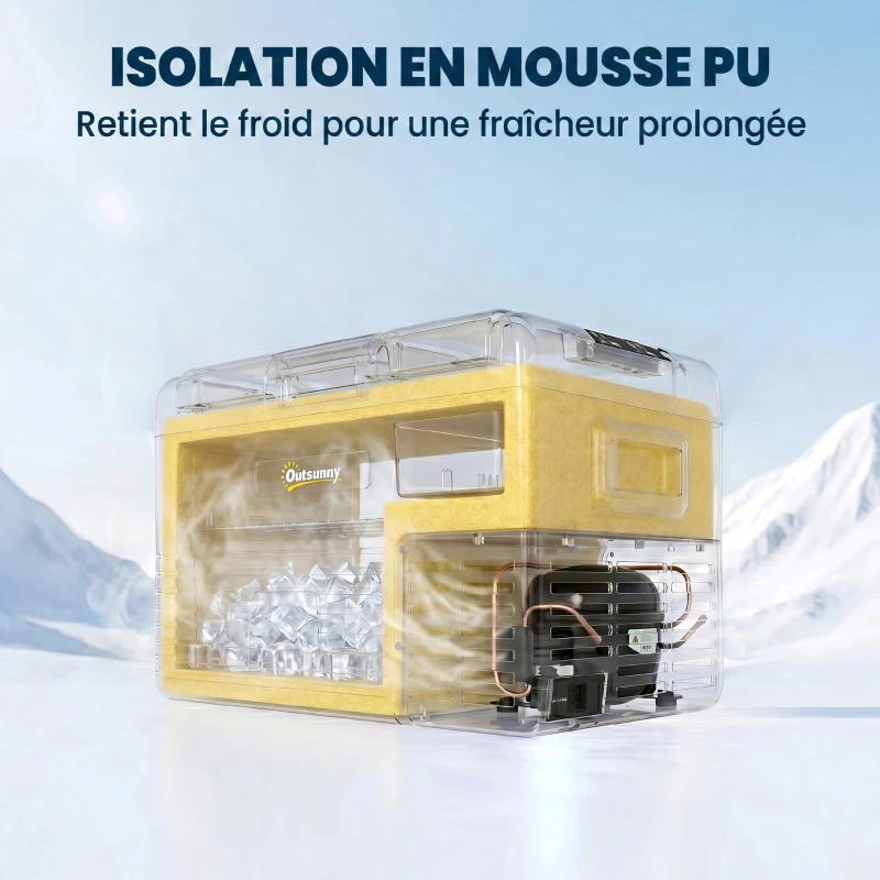 Outsunny Glacière électrique 40L portable, réfrigérateur congélateur avec poignées - dim. 58,7L x 36,5l x 43,8H cm orange et noir
