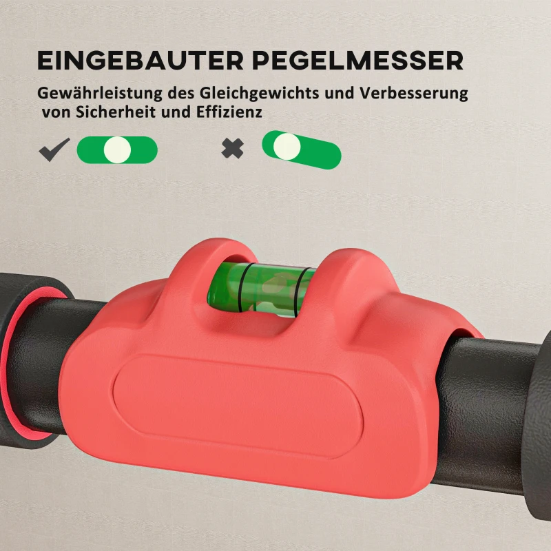 SPORTNOW Optrekstang, verstelbaar 80-110cm, met Waterpas, 6-Puntsondersteuning, Metaal, Zwart/Rood