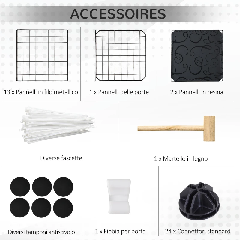 PawHut Enclos pour petits animaux parc pour lapins, cochons d'Inde et rongeurs modulable, noir