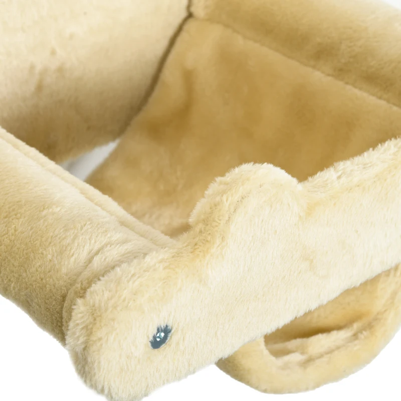 PawHut Katzentreppe, 4-teiliges Set, 3-stufige Sprossenleiter, 2 Plattformen, Hängematte, Plüschbezug, beige