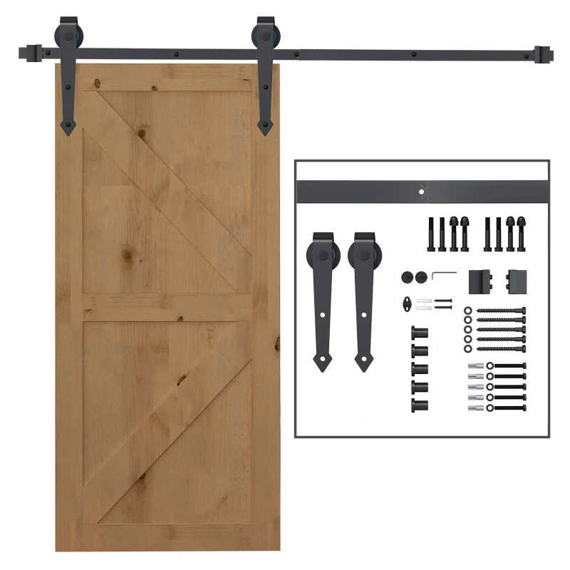 HOMCOM Schuifrails Bouwset voor Schuifdeuren, Metaal, 200 cm, max. 100 kg, Bruin(m-8)