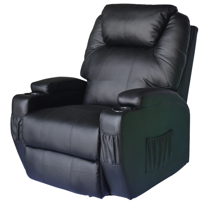 HOMCOM Luxury Leather Recliner Sofa Chair Armchair Cinema Massage Chair Swivel Heated Nursing Gaming Chair Black