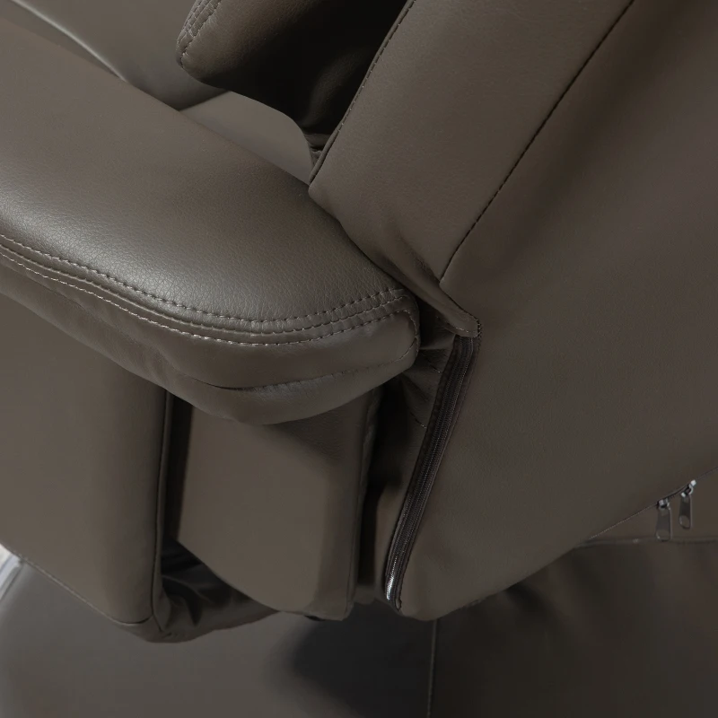 HOMCOM Relaxfauteuil met voetenbank, verstelbare rugleuning, kunstleer, tot 150 kg, grijs