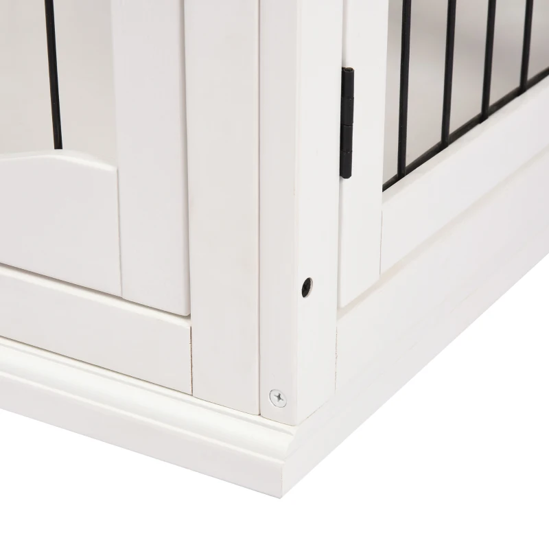 PawHut Casetta per Cani Fino 30kg da Interno in Legno e Acciaio, 58.5x81x 66cm - Bianco