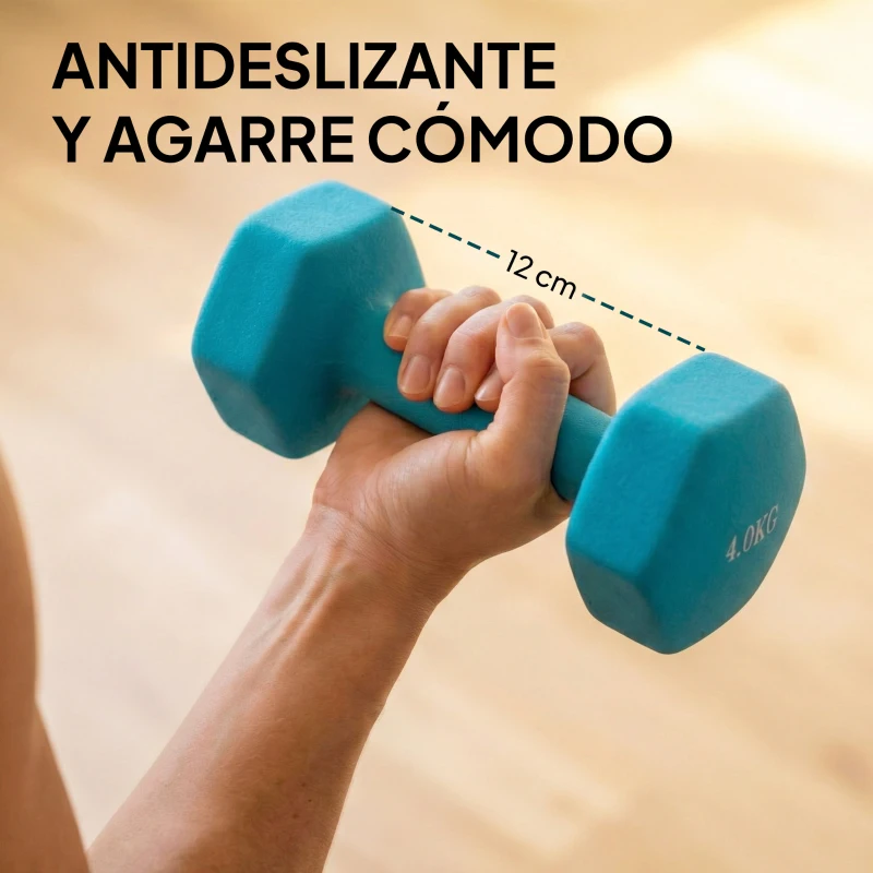SPORTNOW Juego de Mancuernas 2x1kg 2x2kg 2x3kg 2x4kg con Soporte de Almacenamiento para Ejercicio Entrenamiento Multicolor