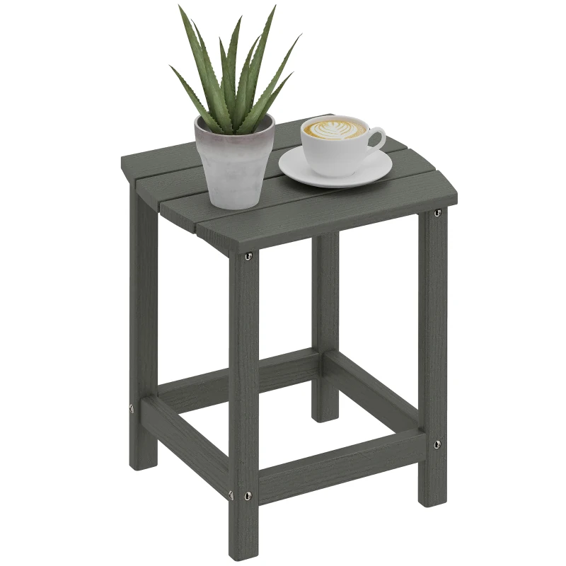 Outsunny Tuintafel, weerbestendig balkontafel van HDPE, eettafel outdoor campingtafel voor tuin terras balkon 48x37x46 cm grijs